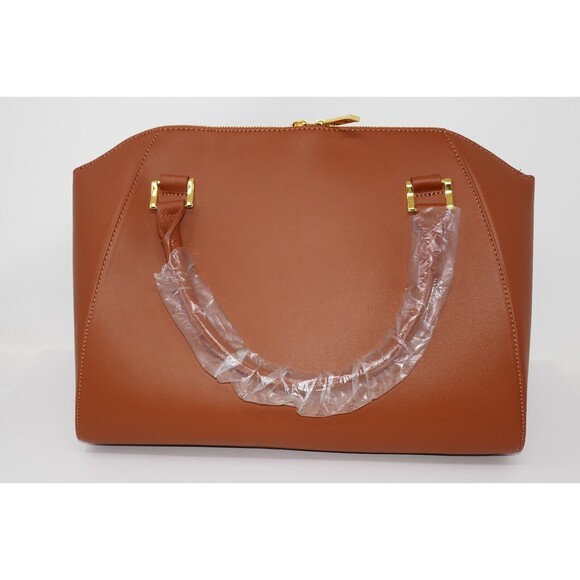 JOY & IMAN Couture Brown Leather Satchel & Clutch with Velvet Detail - Picture 5 of 10